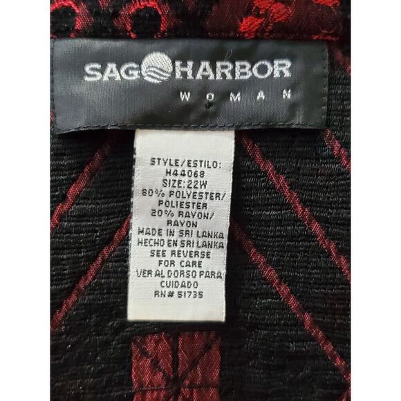 Sag Harbor Women Red Polyester Single Breasted Buttons Front Long Coat Size 22W - Picture 8 of 11